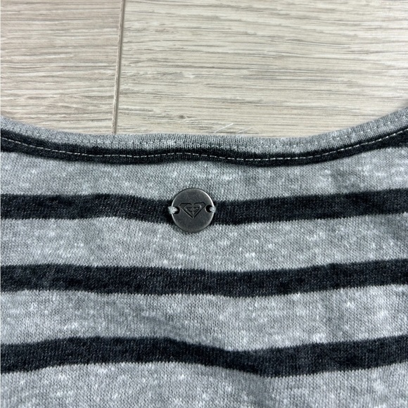 Roxy Grey Stripe High Neck Racerback Midi Sleeveless Dress - Picture 5 of 9